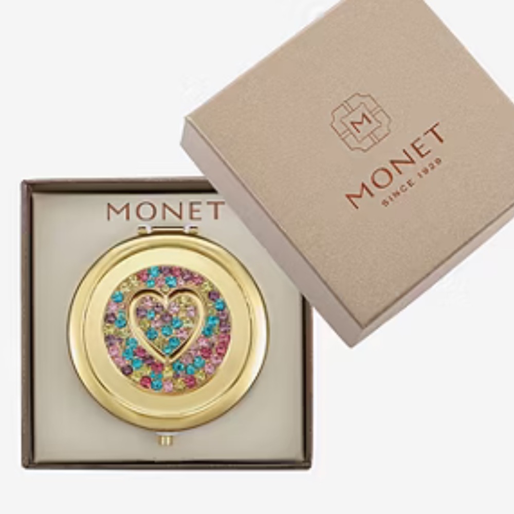 Monet Gold Tone Round Compact - Picture 6 of 7